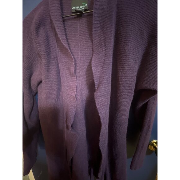 Cynthia Rowley Womens M Purple Ruffled Open Front Cardigan Sweater Medium 100% C - Picture 4 of 4